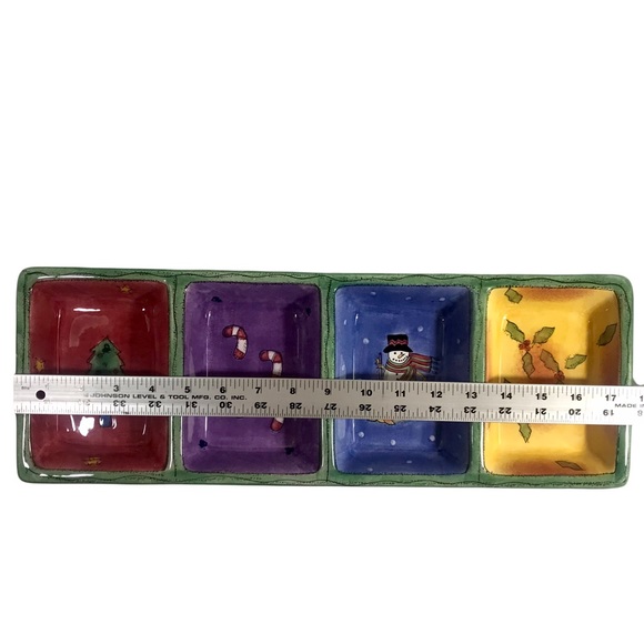 SANGO Sweet Shoppe Christmas Snowman by Sue Zipkin Four Section Serving Dish - Picture 3 of 8